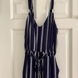 Navy & White Striped Romper